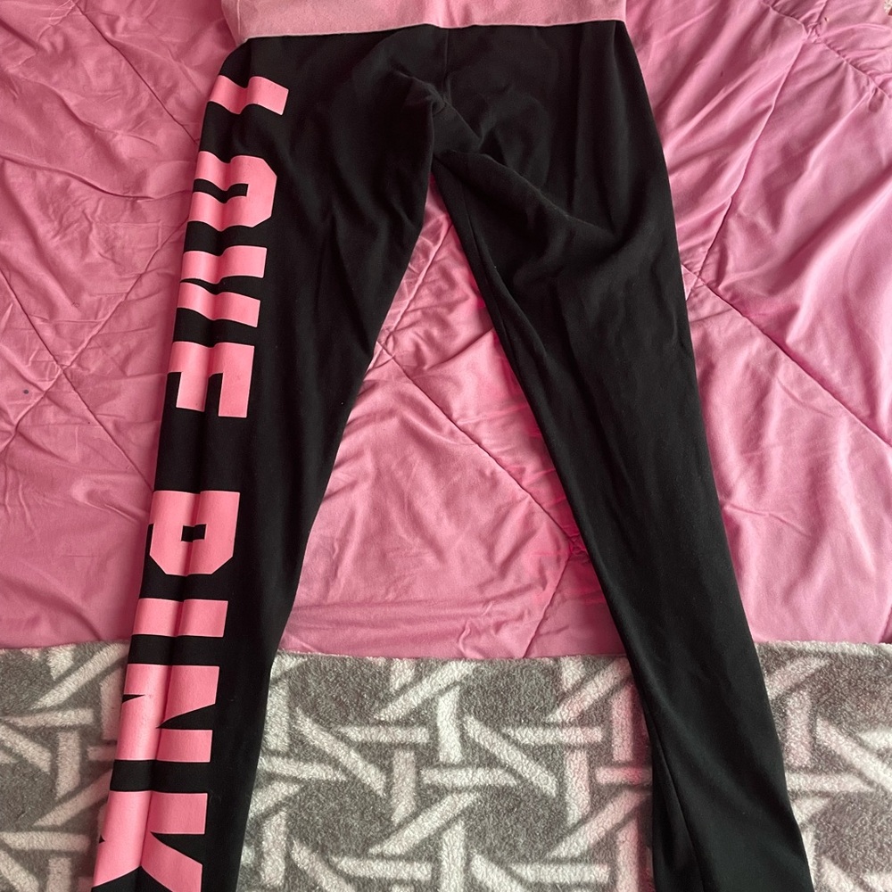 PINK Victoria's Secret foldover LOVE PINK leggings